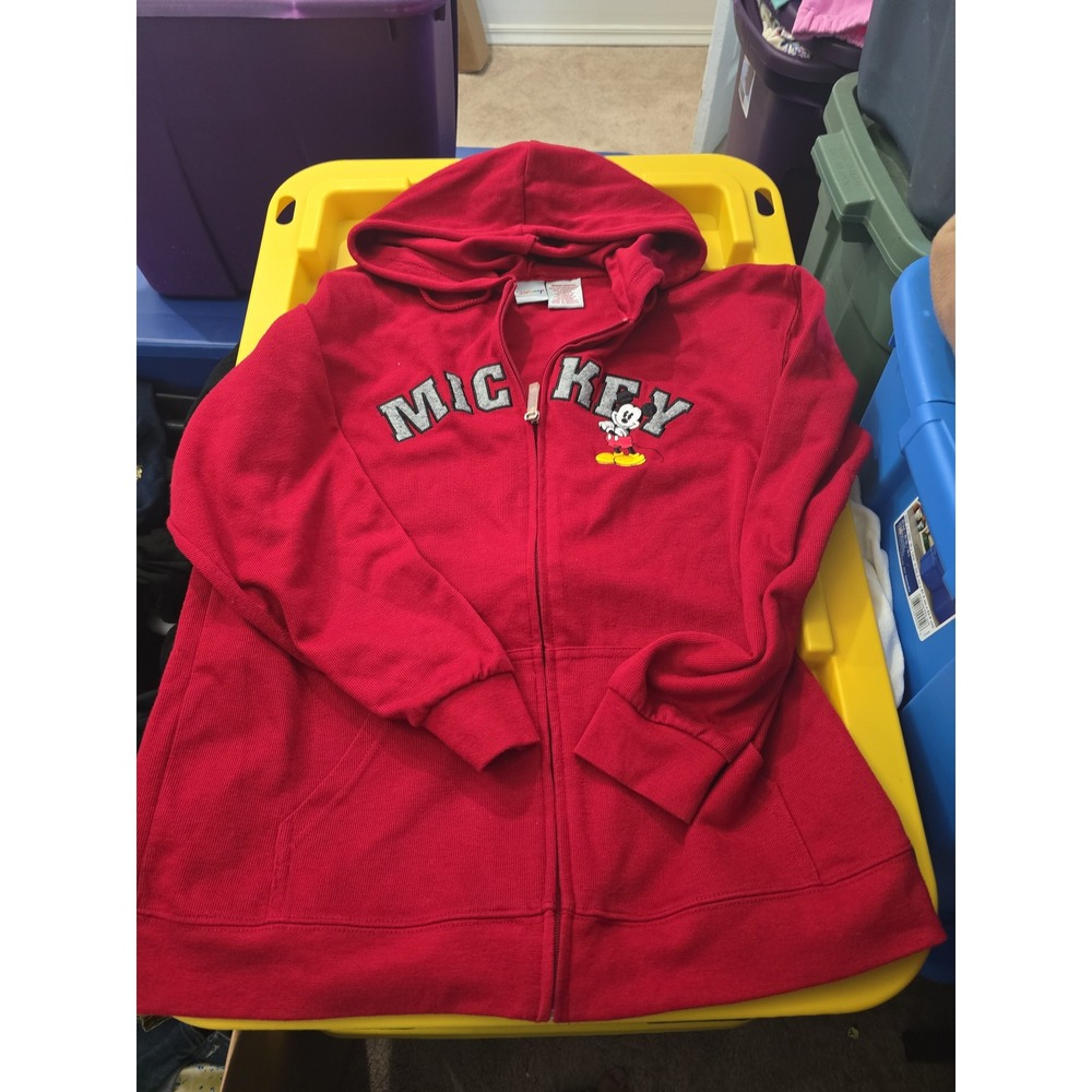 Red Disney Mickey Mouse Zip-Up Hoodie. Medium. VGUC